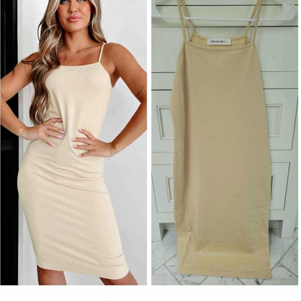 Elegant Beige Midi Dress